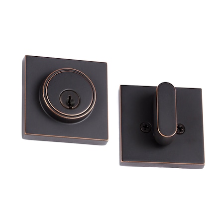 Sure-Loc Hardware Sure-Loc Hardware Modern Square Deadbolt, Single Cylinder, Vintage Bronze DB201-SMD 11P